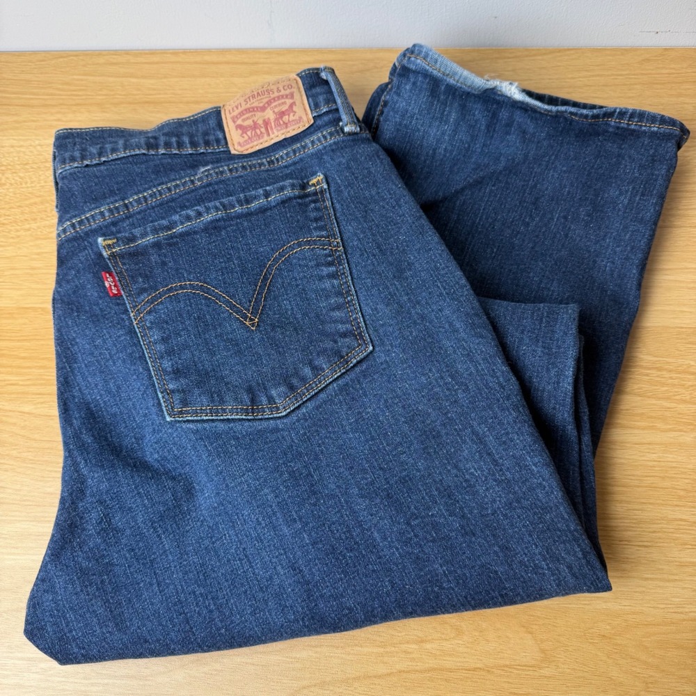 Levis 505 Womens Straight Jeans 14 Distressed Hem Classic‎ Americana Dark Wash